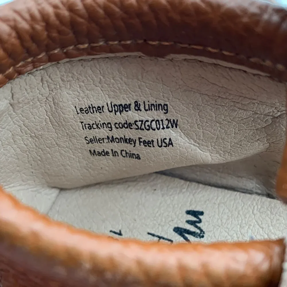 Monkey Feet Brown Leather Bow Moccasins Baby Shoes 18–24M